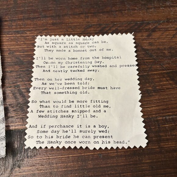 Handmade Cross Stitch Baby Bib ~ Wedding Handkerchief / Bonnet ~ Something Old - Picture 3 of 5